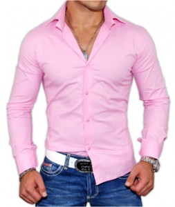 Chemise rose pour homme