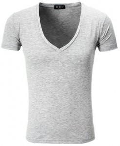 1315 tee shirt col v fashion homme gris