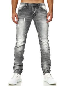 7150 jeans fashion homme coupe ajustée gris avant