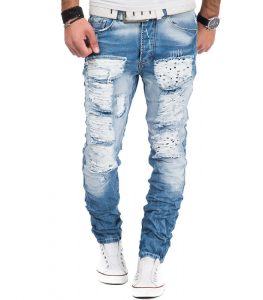 3126-jean-fashion-homme-coupe-ajustee-et-dechire-bleu